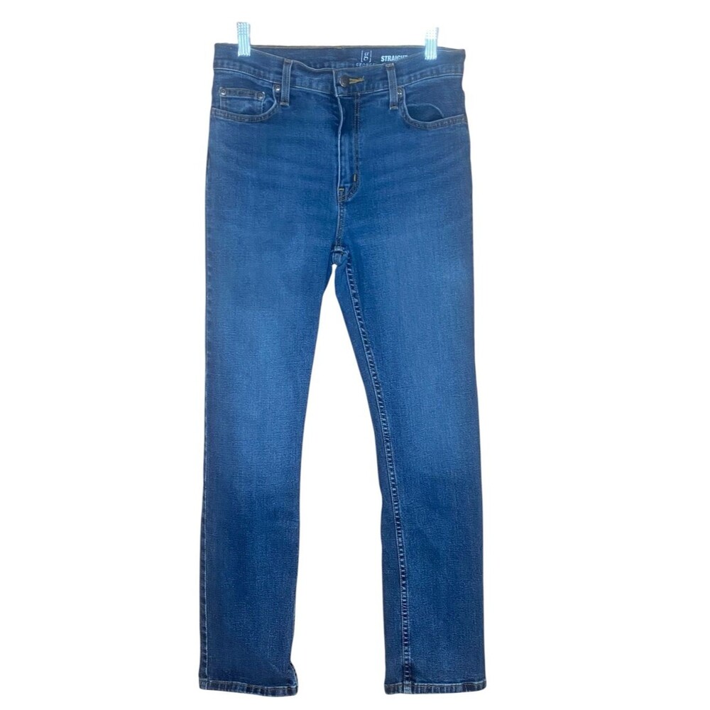George Slim Straight Jeans Mens Size 30 - 30 Stretch Cotton Blend Dark Wash